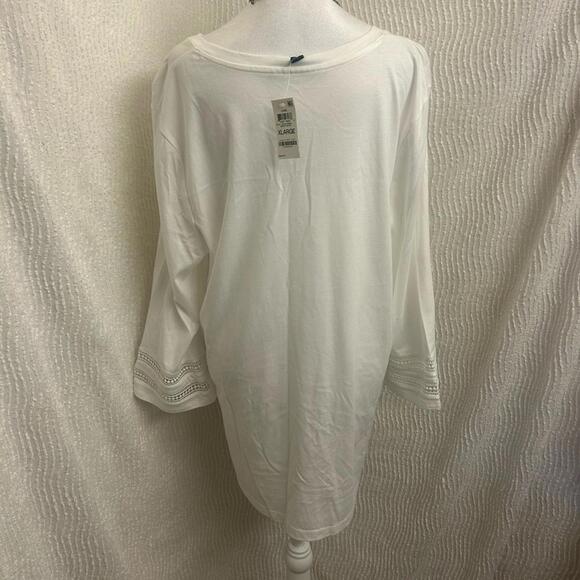 Karen Scott Eyelet Blouse Women’s XL White Lightweight NWT Breezy Summer Top - Picture 5 of 7